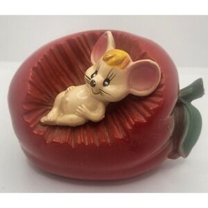 Mouse full belly in eaten apple Piggy‎ Bank with plug